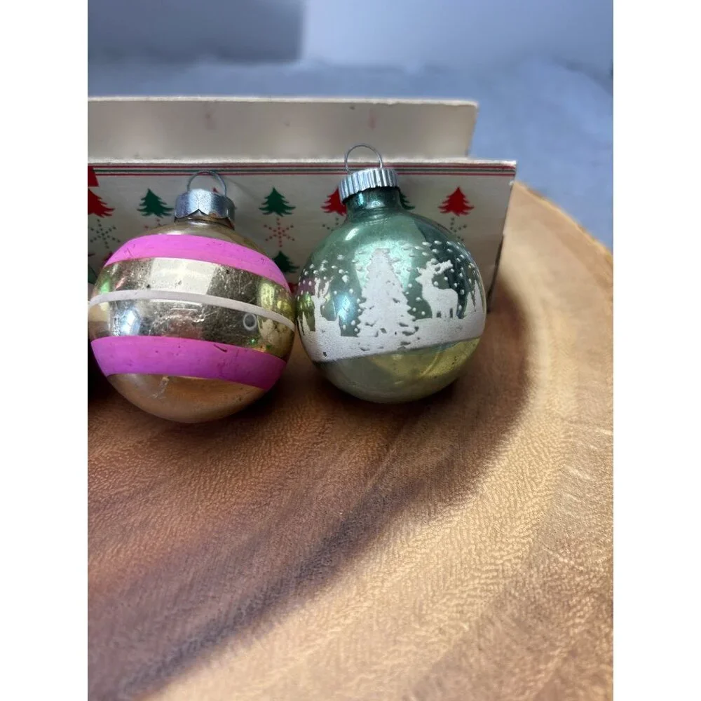 Shiny-Brite Glass Christmas Tree Ornaments Set Vintage - Picture 4 of 14